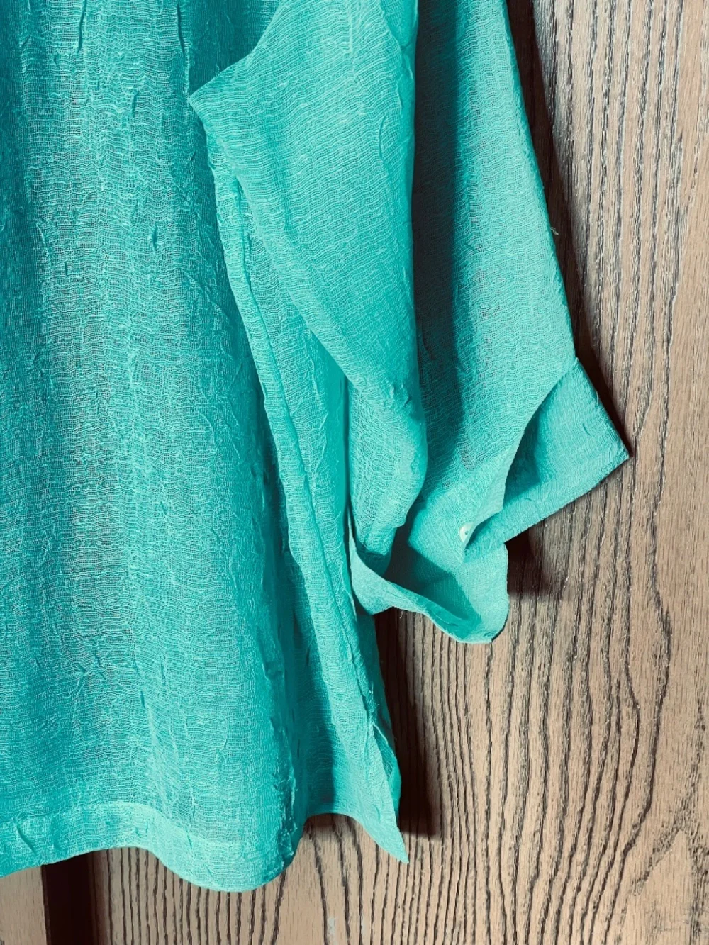 COLDWATER CREEK SEMI-SHEER XL BUTTON FRONT TOP SHIRT 3/4 SLEEVES TEAL - Picture 5 of 8